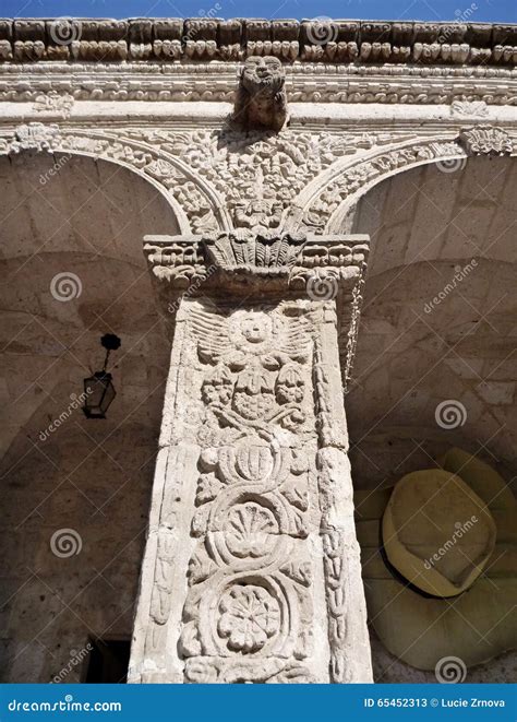 White Column In Archway In Arequipa Stock Image Image Of Facade