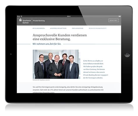 Sparkasse Aachen Private Banking Microsite One Pager Kölndesign E V