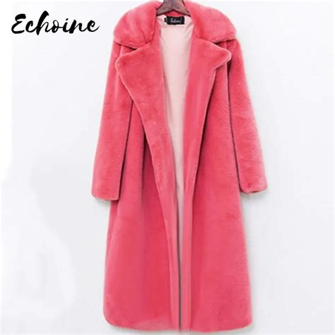 New Elegant Long Winter Faux Fur Coat Women Fashion Plush Fur Coats Loose High Quality Thick