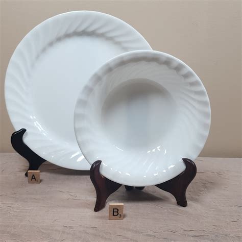 Corelle Dinner Plates White Swirl - Etsy