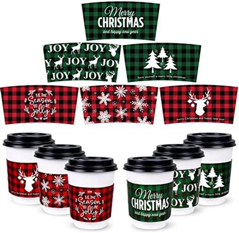 Amazon Whaline 60Pcs Christmas Coffee Tea Cup Sleeves Red Green