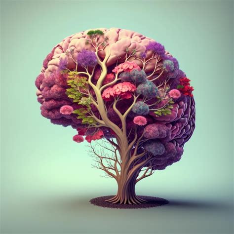 Un Arbre Avec Des Feuilles Et Des Fleurs Sous La Forme D Un Cerveau