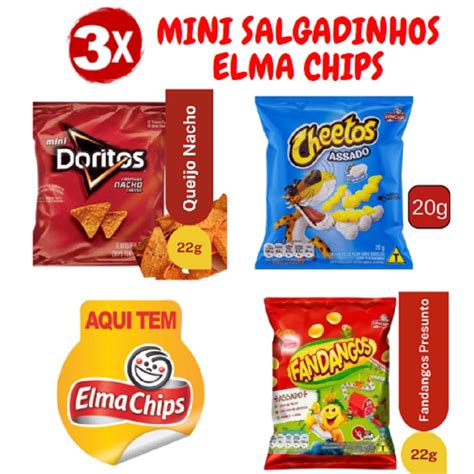 Kit Salgadinhos Elma Chips Doritos Cheetos Fandangos Biscoitos Para