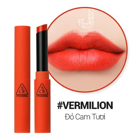 Son 3CE Slim Velvet Lip Color Vermilion Đỏ Cam Jeju Cosmetics