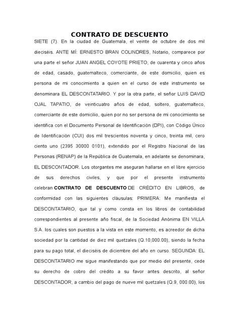 Contrato De Descuento