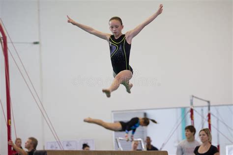 Girl Jumping Balance Beam Stock Photos Free And Royalty Free Stock