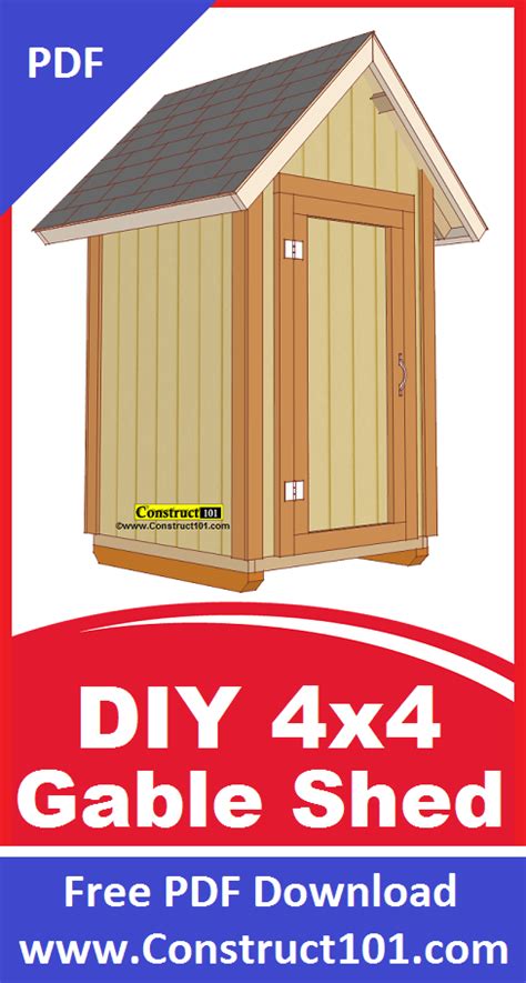 Small Garden Shed Plans 4 X4 Gable Shed Construct101 Shed Small Shed Plans Shed Construction