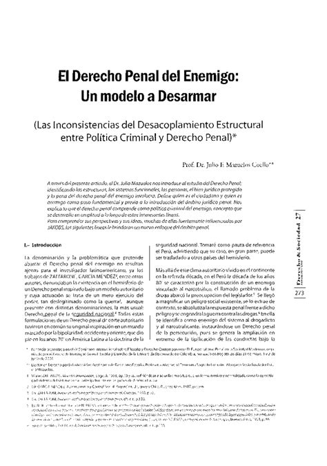 Derecho Penal Del Enemigo El Derecho Penal Del Enemigo Un Modelo A