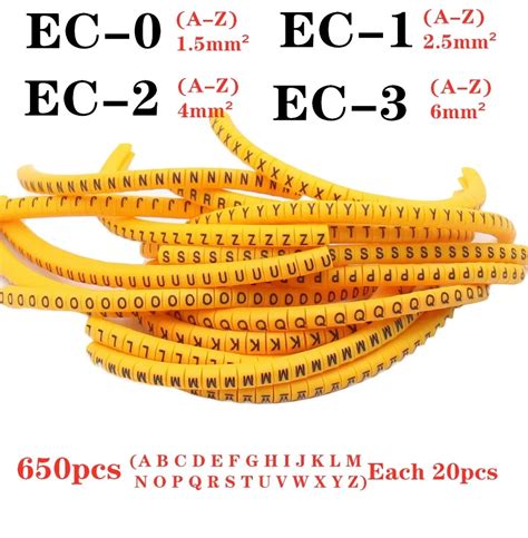 Ec 0 Ec 1 Ec 2 Ec 3 A Z 650pcs Each20pcs Yellow Cable Markers