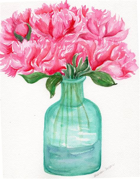 Original Peonies Watercolor Painting X Pink Peonies Etsy In