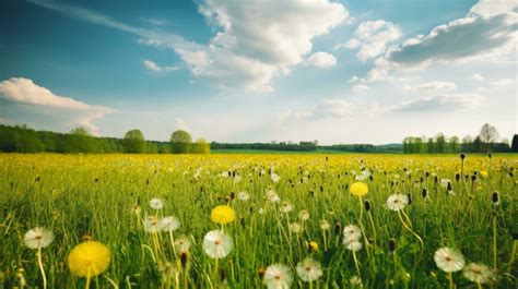 Beautiful dandelion field. Illustration AI Generative 23459803 Stock ...