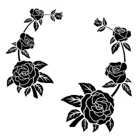 Silhouette Schwarze Rose Blume Dekoration Vektor Illustration