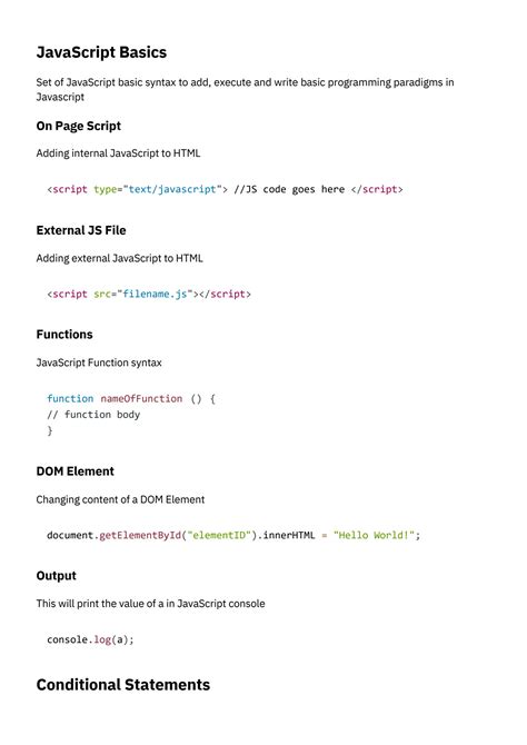 Solution Javascript Cheatsheet Studypool