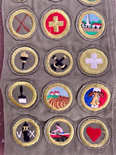 Vintage Boy Scout Merit Badges With Sash Vintage Bsa Gem