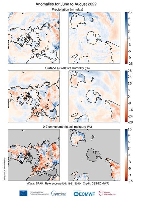 Precipitation, relative humidity and soil moisture for August 2022 ...