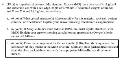 Solved Pt A Hypothetical Ceramic Marylandium Oxide Chegg