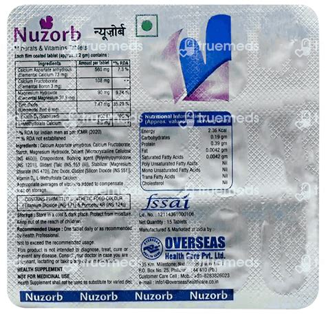 Nuzorb Tablet 15 Uses Side Effects Dosage Price Truemeds