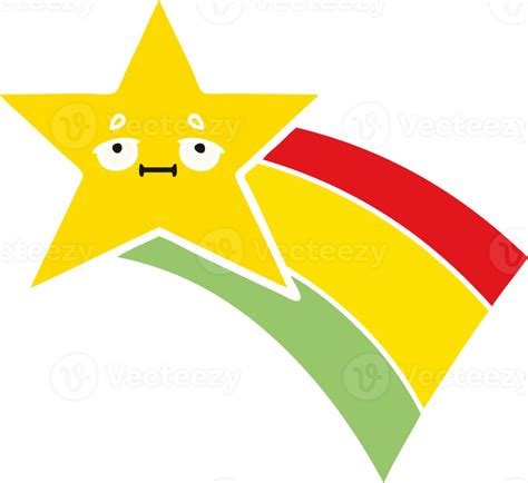 Flat Color Retro Cartoon Shooting Rainbow Star 36482535 Png