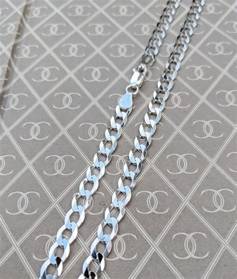 Mens Solid Sterling Silver 6mm Curb Chain Necklace 20″ 28