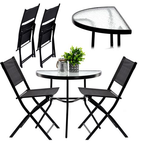 Set Mobilier Gradina Sau Balcon Masa Semirotund Sticla Cu Scaune