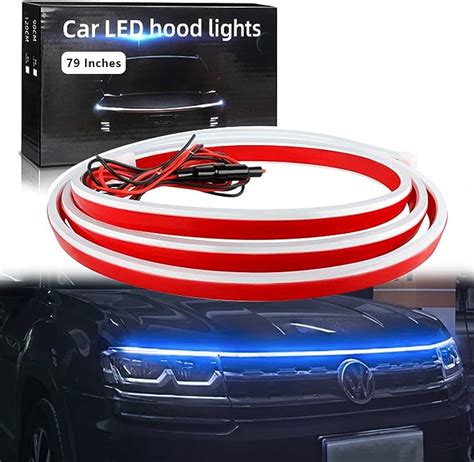 Amazon GZRUICA Car Hood Light Strip 79 Inches Blue Exterior Car