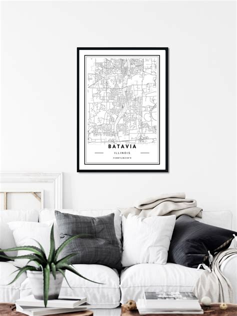 Batavia Illinois Map Print Batavia Map Wall Art Batavia Il | Etsy