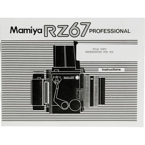 Mamiya Instruction Manual for RZ67 219604 B&H Photo Video