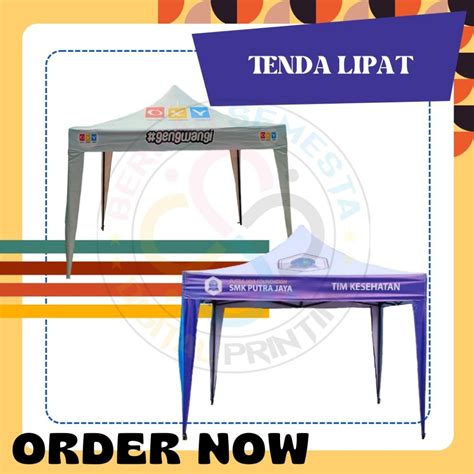 Jual Tenda Lipat Full Printing Logo Dan Tulisan Rangka Hexa Steel Praktis Dan Murah Meriah