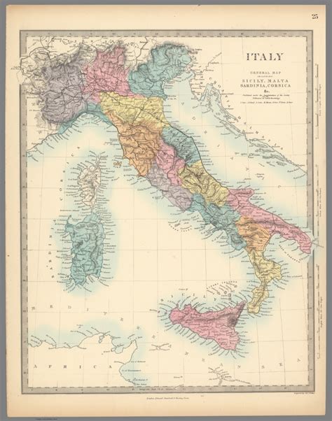 Italy General Map including Sicily, Malta, Sardinia, Corsica, &c