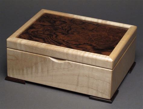 Keepsake Box Walnut Burl And Curly Maple Wood Jewelry Box Wooden