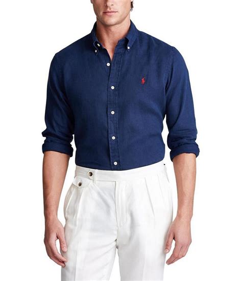 Polo Ralph Lauren Big Tall Solid Piece Dye Linen Long Sleeve Woven Shirt 2xt In 2020 Polo