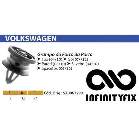 Presilha Grampo Do Forro Da Porta Vw Volkswagen Fox Gol Parati