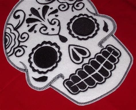 Mexican Day Of The Dead Sugar Skull Patch Embroidery Etsy