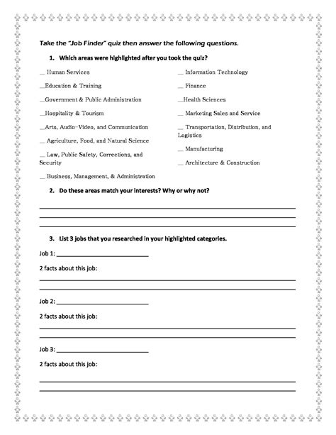 Self Exploration Worksheets