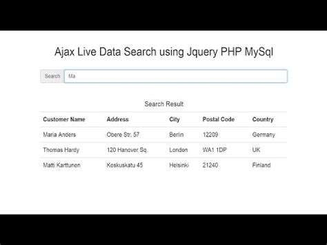 Ajax Live Data Search Using Jquery PHP MySql Webslesson