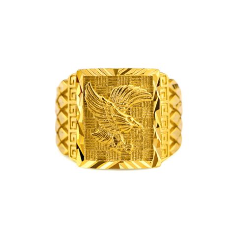 T-B 24K Gold Ring Men Pure Gold Copper-Plated Gold Eagle Ring Open Adjustable Ring for Men Gold ...