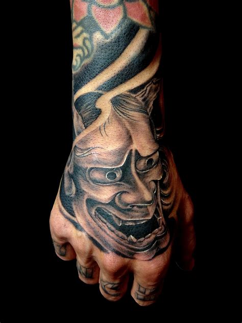 Oni Mask Hand Tattoo