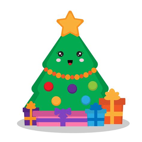 Cute Kawaii Christmas Tree 2922231 Vector Art At Vecteezy