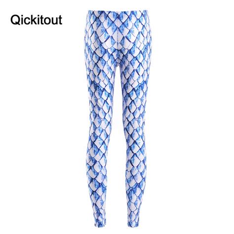 Qickitout Leggings 2016 Spring Fashion Sexy Women Fitness Leggings New White Blue Scales Pant