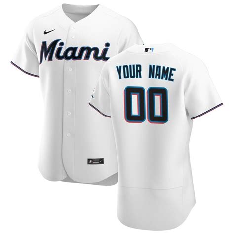 Men's Nike White Miami Marlins Home Authentic Custom Jersey in 2023 ...