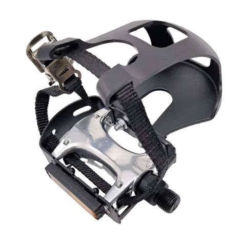 Bike Pedals with Clips and Straps 9/16" Thread with Toe Cage Pedals for