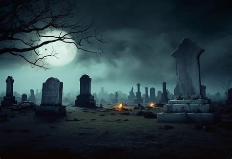 Premium Ai Image Photo Of Graveyard Cemetery Spooky And Gravestones