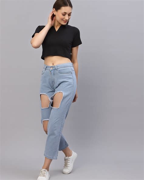 Buy Womens Black Slim Fit Short Top Online At Bewakoof