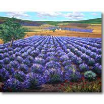 A Painting Of A Field Full Of Purple Flowers