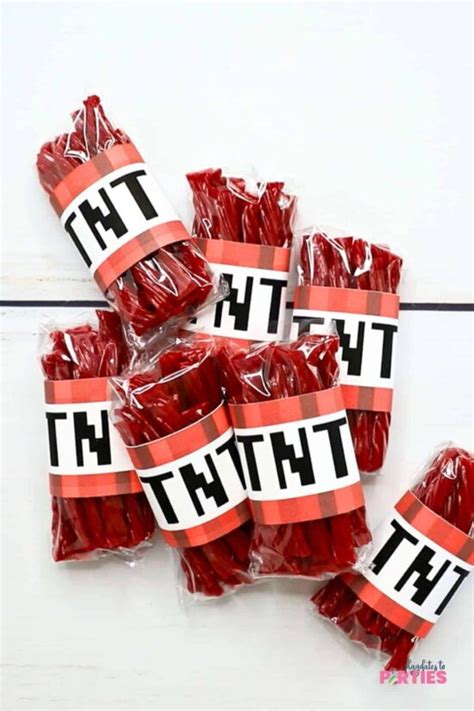 Minecraft TNT Party Treats (Free Printable)