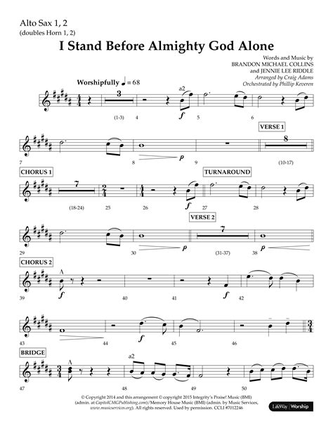 I Stand Before Almighty God Alone Choral Anthem SATB Alto Sax Sheet