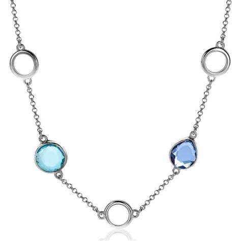 Zinzi Zilveren Fantasie Ketting Zic Blauw Turquoise Kleursteen