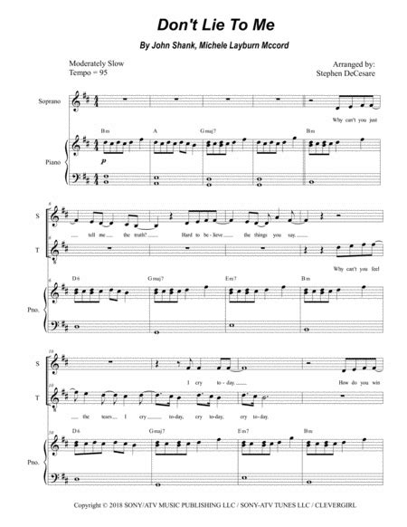 Dont Lie To Me Sheet Music Michele Layburn Mccord Choir