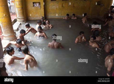 Devotees Having Hot Water Spring Uttarakhand India Asia Stock Photo Alamy