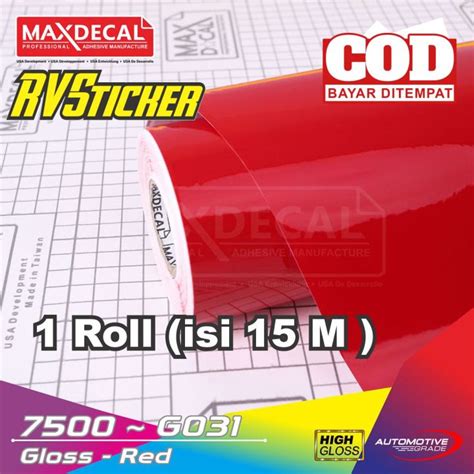 ROLL Skotlet Merah Glossy Maxdecal 1 Roll Isi 15 Meter Tinggi 45 Cm